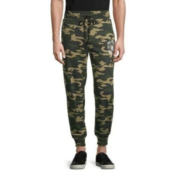 True Religion mens Camo Print Logo Jogger Pants Sweatpants size Large retail $99